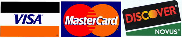 We accept Visa, Mastercard and Discover as well as your personal check.